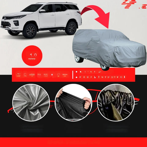 Toyota Fortuner 2013-2023 Car Top Cover - Waterproof & Dustproof Silver Spray Coated + Free Bag