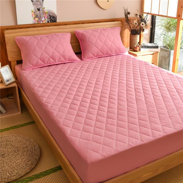 Cotton Quilted Waterproof Mattress Cover - pink