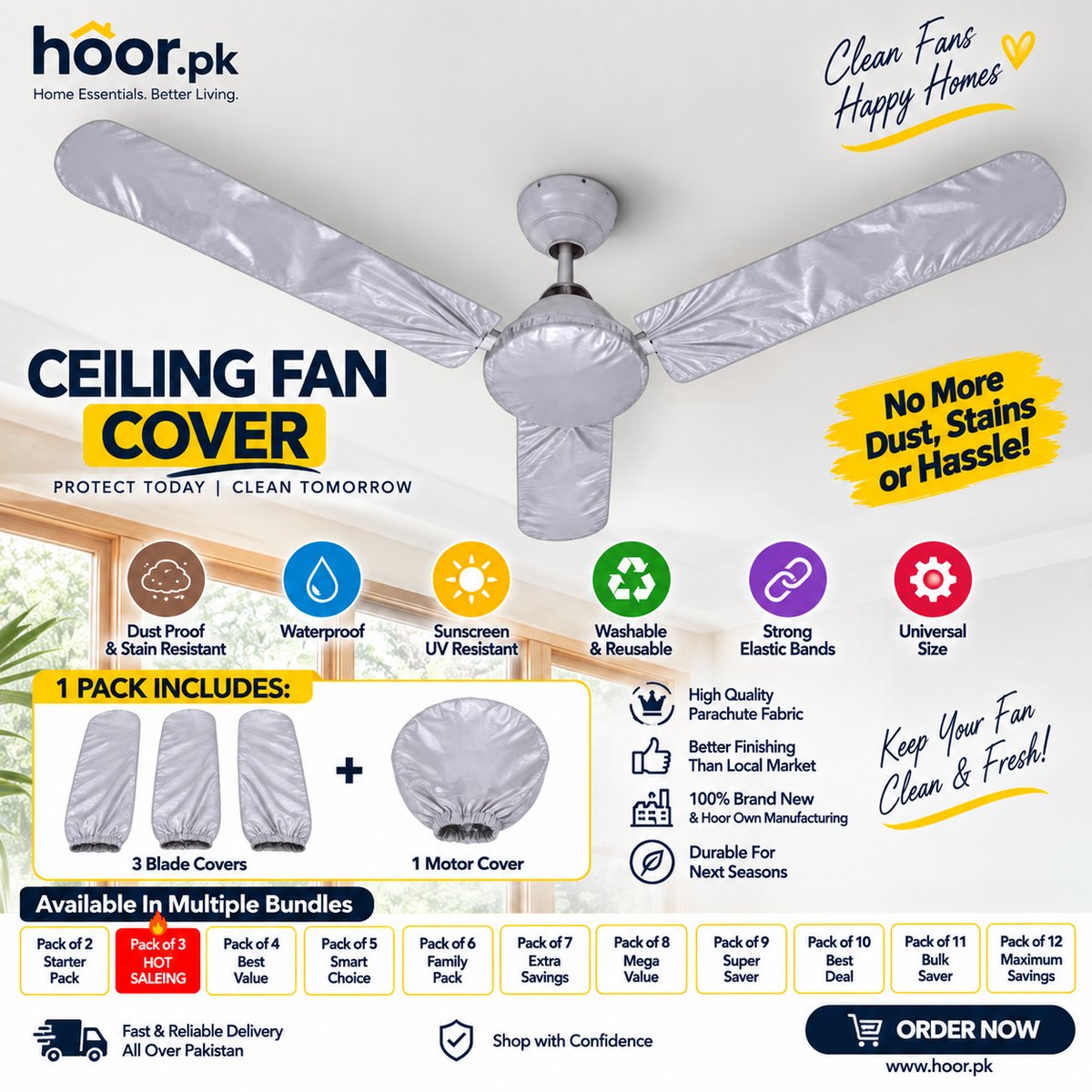 Ceiling Fan Cover (Waterproof & Dustproof)