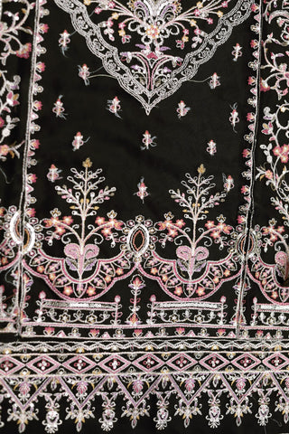 3 PC's Fancy Unstitched Suit - Sajal Black