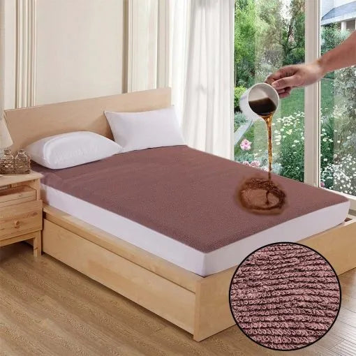 Premium Terry Cotton 100% Waterproof Fitted Mattress Protector (Brown)