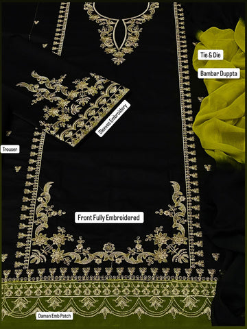 3 Pc Heavy Embroidery Lawn Suit