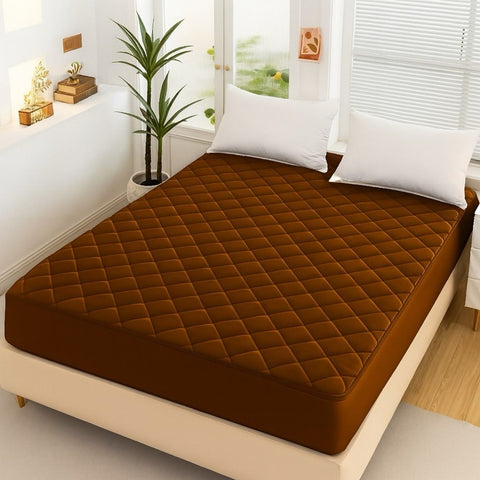 Cotton Quilted Waterproof Mattress Cover - Copper