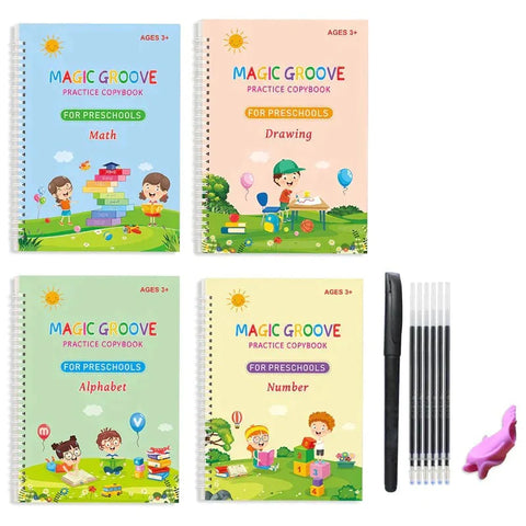 MAGICAL LEARNING AND GROWTH BOOK FOR KIDS (4 BOOKS + 1 PEN + 1 GRIP + 10 REFILL)