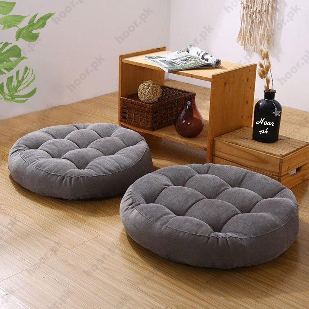Round Shape Floor Cushions – Grey