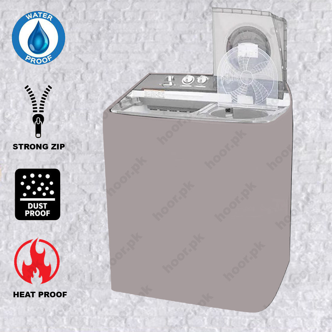 100% Waterproof Parachute (Double Machine) Twin Tub Washing Machine Cover - Grey