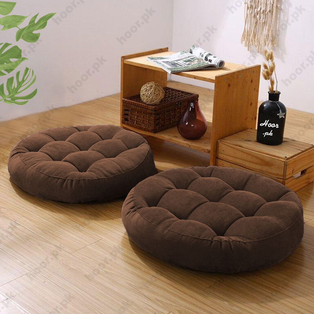 Round Shape Floor Cushions – Brown