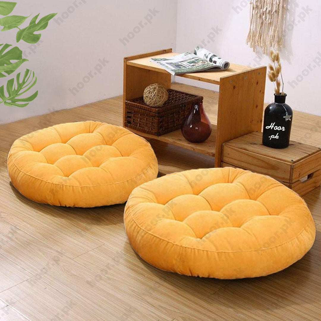 Round Shape Floor Cushions – Yellow